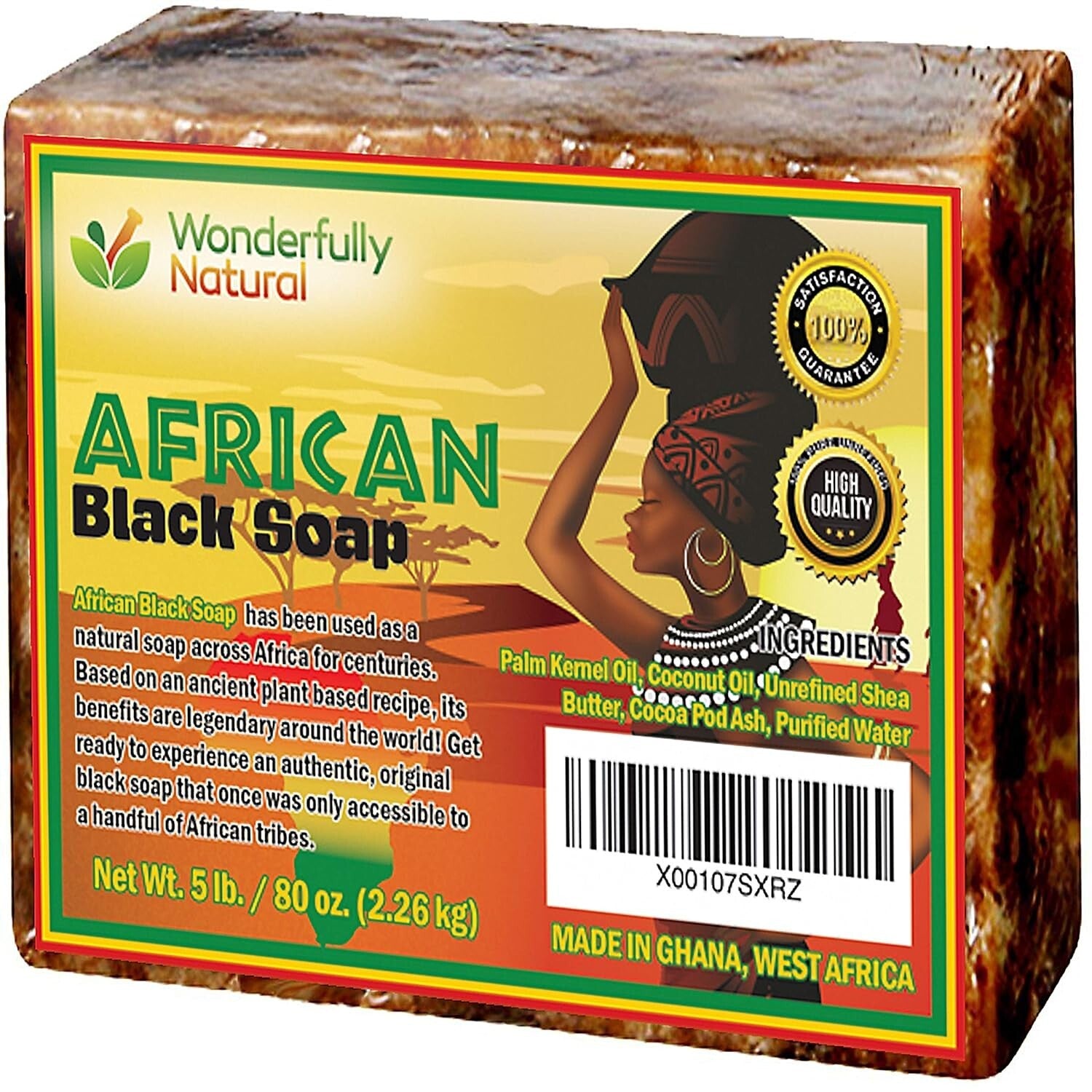 Raw Handcrafted African Black Soap - 5 lbs for Acne Prone & Sensitive Skin
