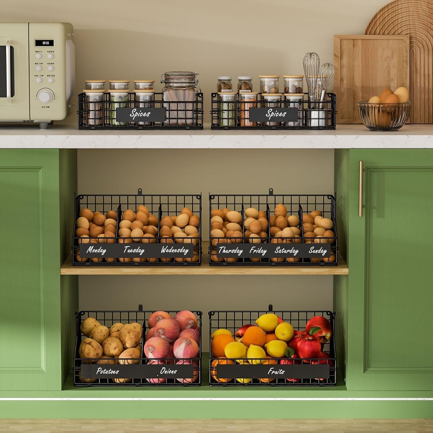 XXL Large Egg Holder with 5 Adjustable Dividers & DIY Nameplate for Easy Storage