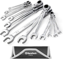 Load image into Gallery viewer, Professional 13-Piece Chrome Plated Flex-Head Wrench Set with Rolling Organizer
