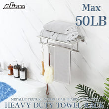 Load image into Gallery viewer, Elegant 16" Polished Chrome Towel Holder with Double Bars for Modern Bathrooms