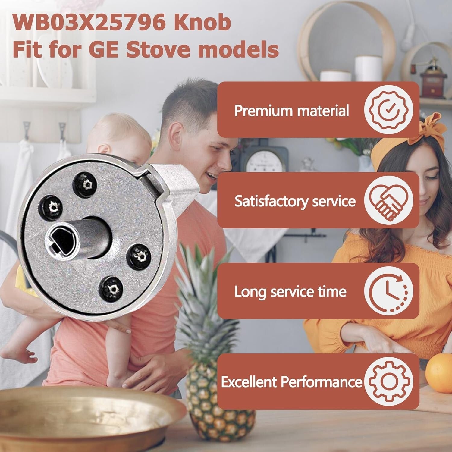 Durable 5-Pack Burner Control Knobs for GE, Kenmore & Hotpoint - Easy Install