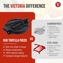 Load image into Gallery viewer, Durable 8-Inch Seasoned Cast Iron Tortilla Press for Authentic Latin Cuisine