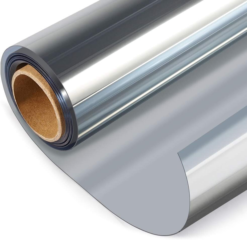 Elegant One Way Privacy Window Film - UV Blocking Silver Tint, 35.4 x 393.7 Inch