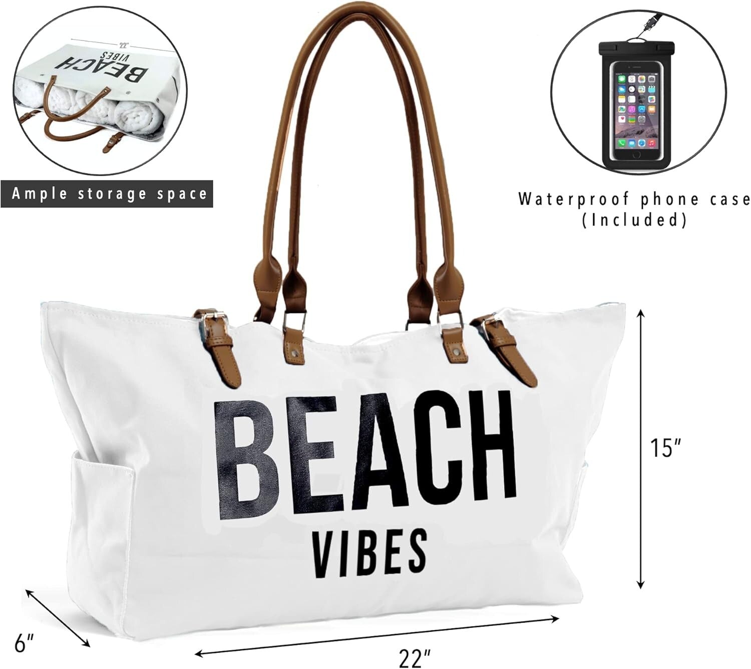 Versatile Waterproof Beach Bag with Ample Space and Easy Carry Handle for Women