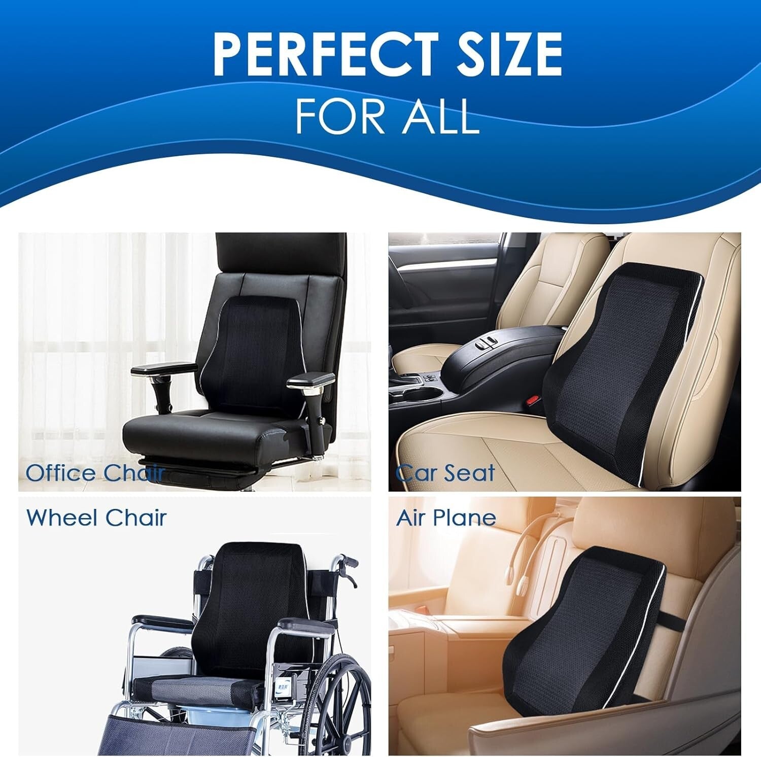 Ergonomic Cooling Memory Foam Lumbar Pillow for Lower Back Pain Relief & Comfort