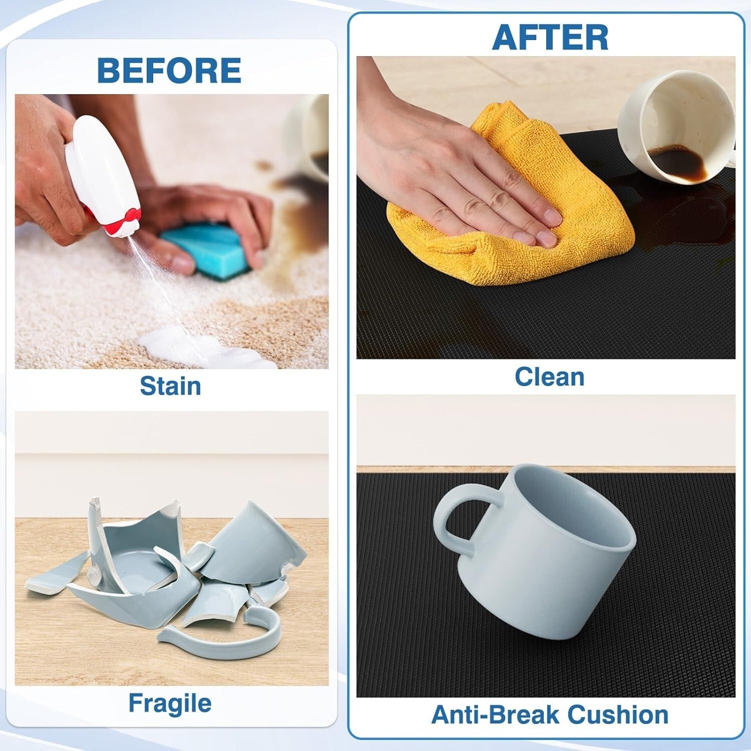 Durable Non-Slip Kitchen Mat Set - Cushioned Anti-Fatigue, 17.3"×30"+17.3"×47"