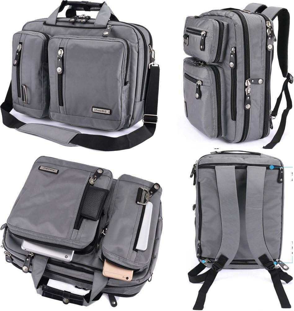Versatile 18.4 Inch Convertible Laptop Briefcase Backpack & Messenger Bag