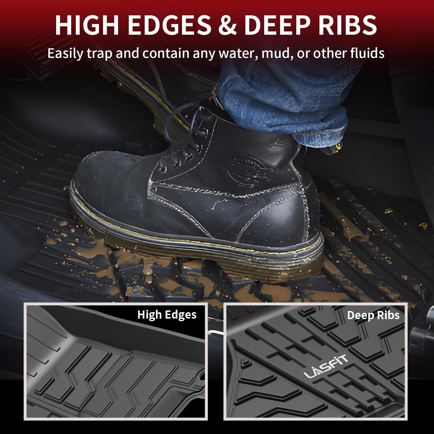 All Weather TPE Truck Floor Liners for Ram 1500 Classic Crew Cab 2019-2024