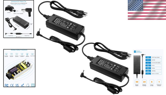 2-Pack 12V 10A Power Source - Ideal for LED Luminaries & Monitors, 120W Output