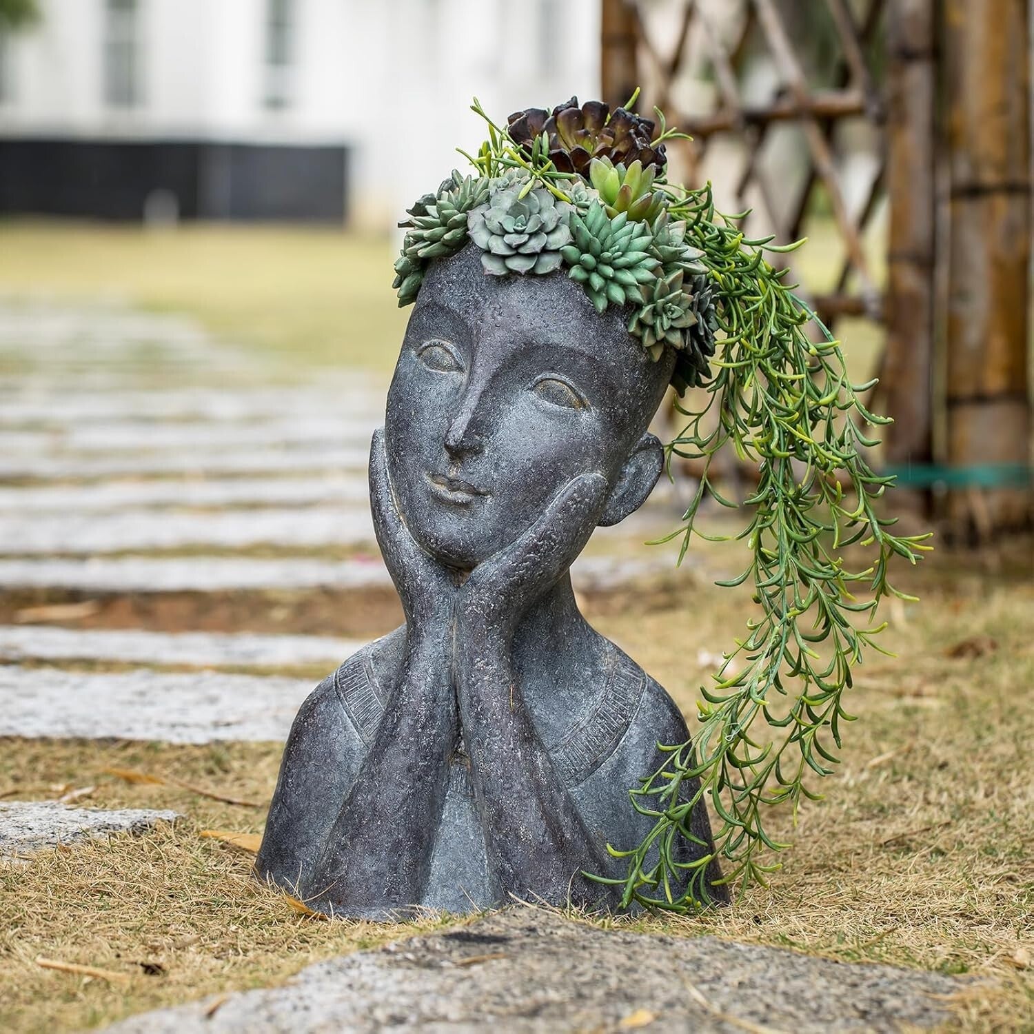 Creative Face Shaped Outdoor Planter with Drainage - Eye-catching Succulent Pot