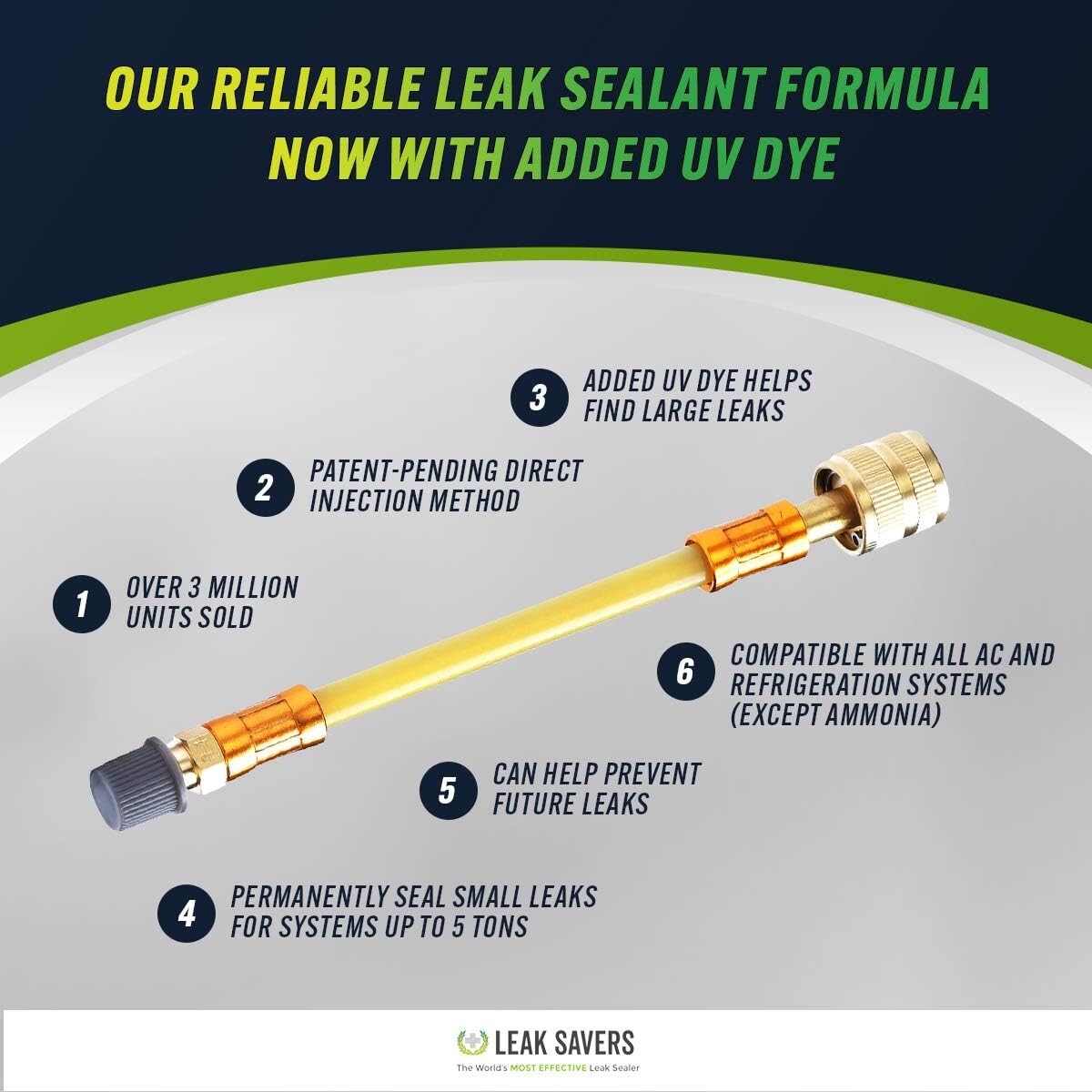 Direct Inject UV Refrigerant Leak Sealer with Dye - Compatible with All Systems