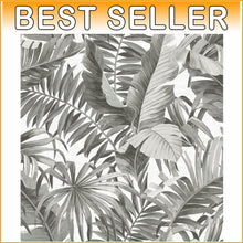 Load image into Gallery viewer, Repositionable Tropical Peel &amp; Stick Wallpaper - 30.75 sq ft Black &amp; White
