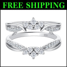 Load image into Gallery viewer, Rose Gold Plated Sterling Silver Guard Ring Enhancer with Cubic Zirconia