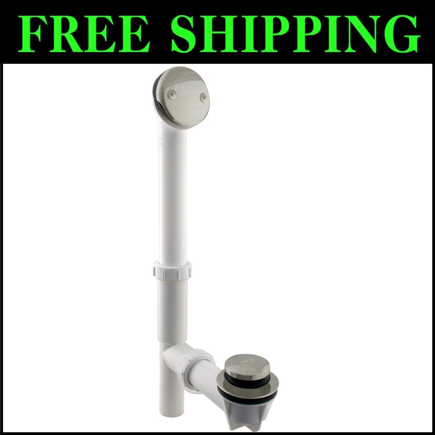 Satin Nickel 14" x 1-1/2" Tub Waste Assembly with Tip-Toe Drain Plug - 1-Pack