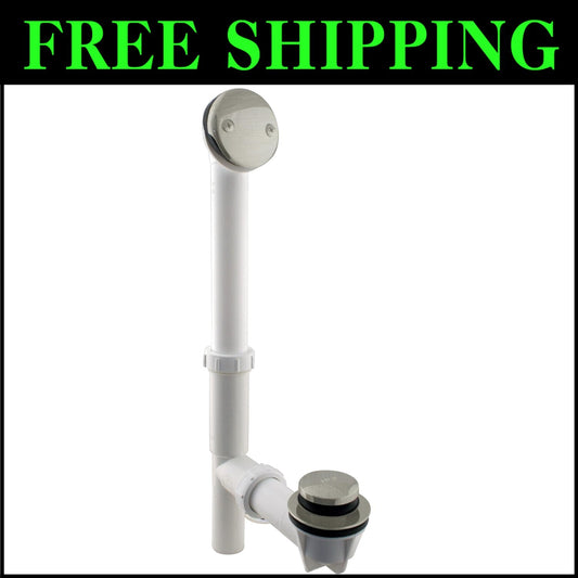 Satin Nickel 14" x 1-1/2" Tub Waste Assembly with Tip-Toe Drain Plug - 1-Pack