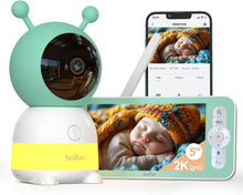 Load image into Gallery viewer, Smart Baby Monitor: 2K Resolution, Night Vision, &amp; Dual App Control - Lullabies
