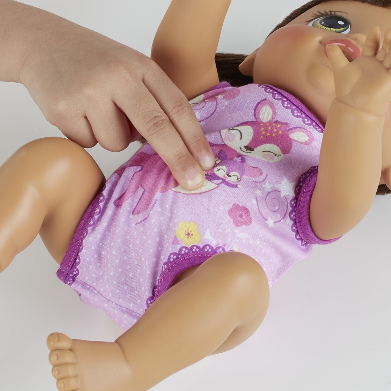 Baby Go Bye Bye Brunette - Fun Talking and Crawling Doll with Accessories