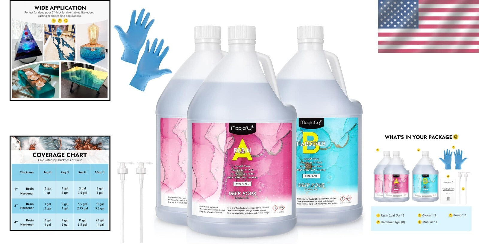 3 Gallon Crystal Clear Epoxy Resin Kit with Pump: Ideal for Art & Jewelry Making