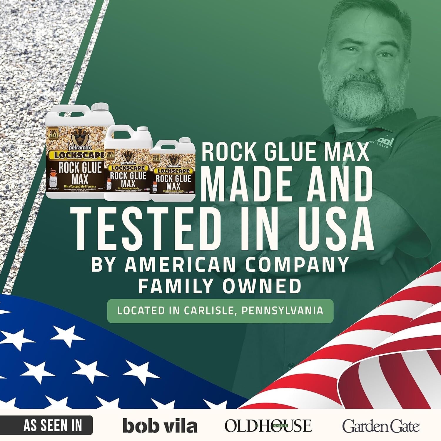 Max Rock Glue 32 Oz - Pet Safe Landscape Adhesive for Stones & Gravel Stabili...