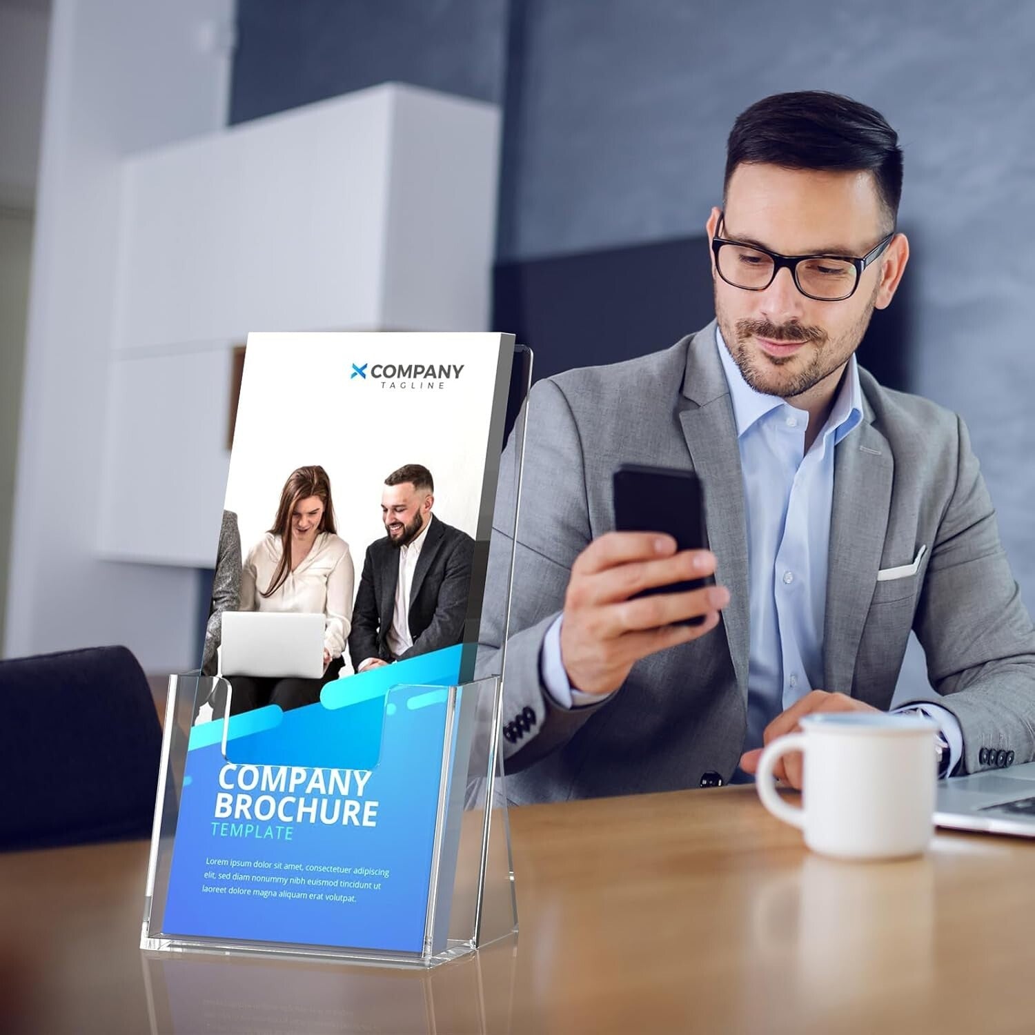 Durable Clear Acrylic Flyer Holders - 12 Pack, Slant Back for Standout Displays