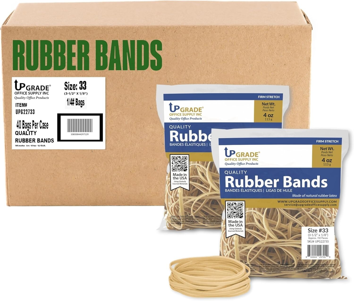 Versatile 10 lb Rubber Bands - 40 Bags of Natural Crepe, Perfect for Packaging