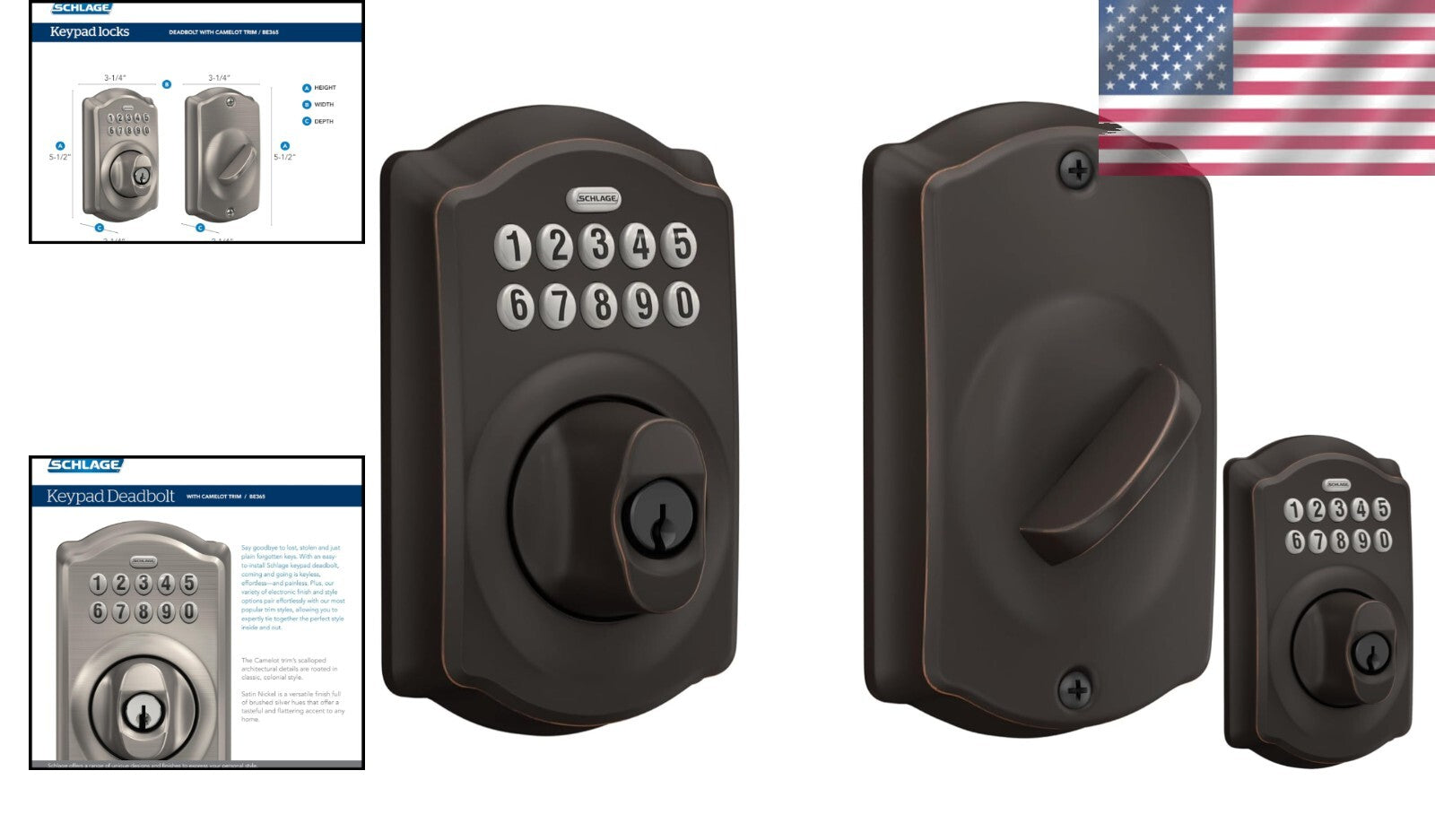BE365 V CAM 716 Keypad Deadbolt - Illumination & Low Battery Indicator Included