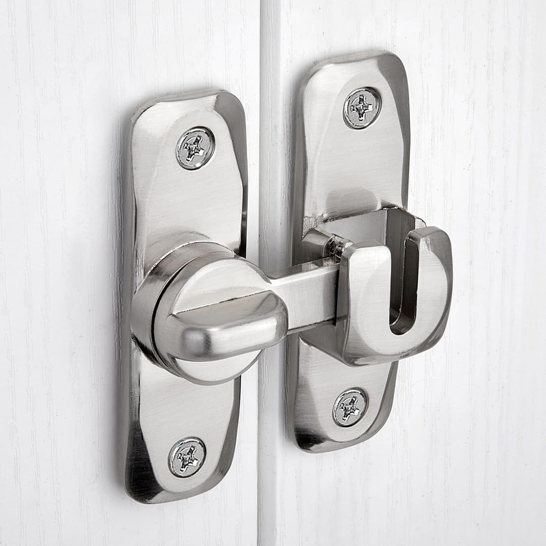 Space-Saving 90/180 Degree Zinc Alloy Barn Door Latch Kit - Includes Screws