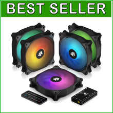 Load image into Gallery viewer, Durable 120mm PC Fans with Gold Wire LEDs - Silent Operation &amp; 30,000 Hour Life