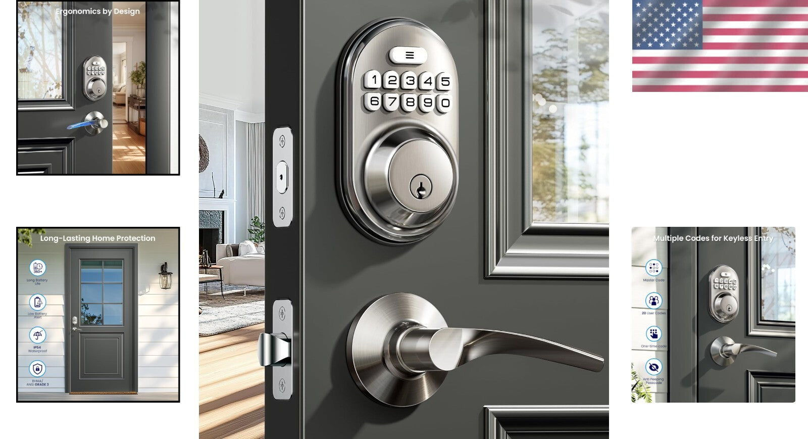 Keyless Entry Door Lock with Lever Handles – Satin Nickel Electronic Deadbolt