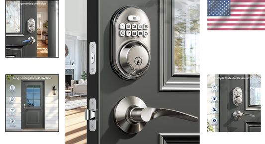 Keyless Entry Door Lock with Lever Handles – Satin Nickel Electronic Deadbolt