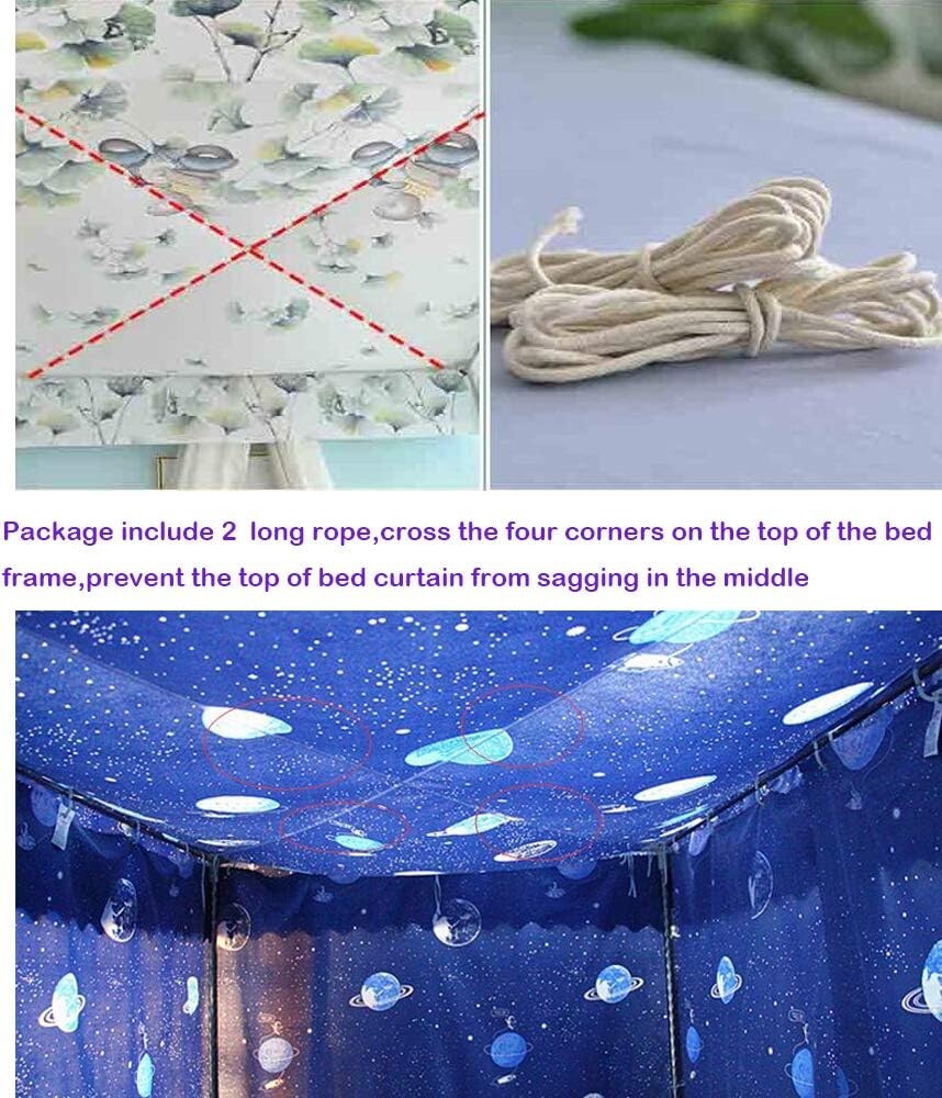 Elegant Galaxy-Themed Bed Curtain Canopy for Queen Size - Waterproof Design
