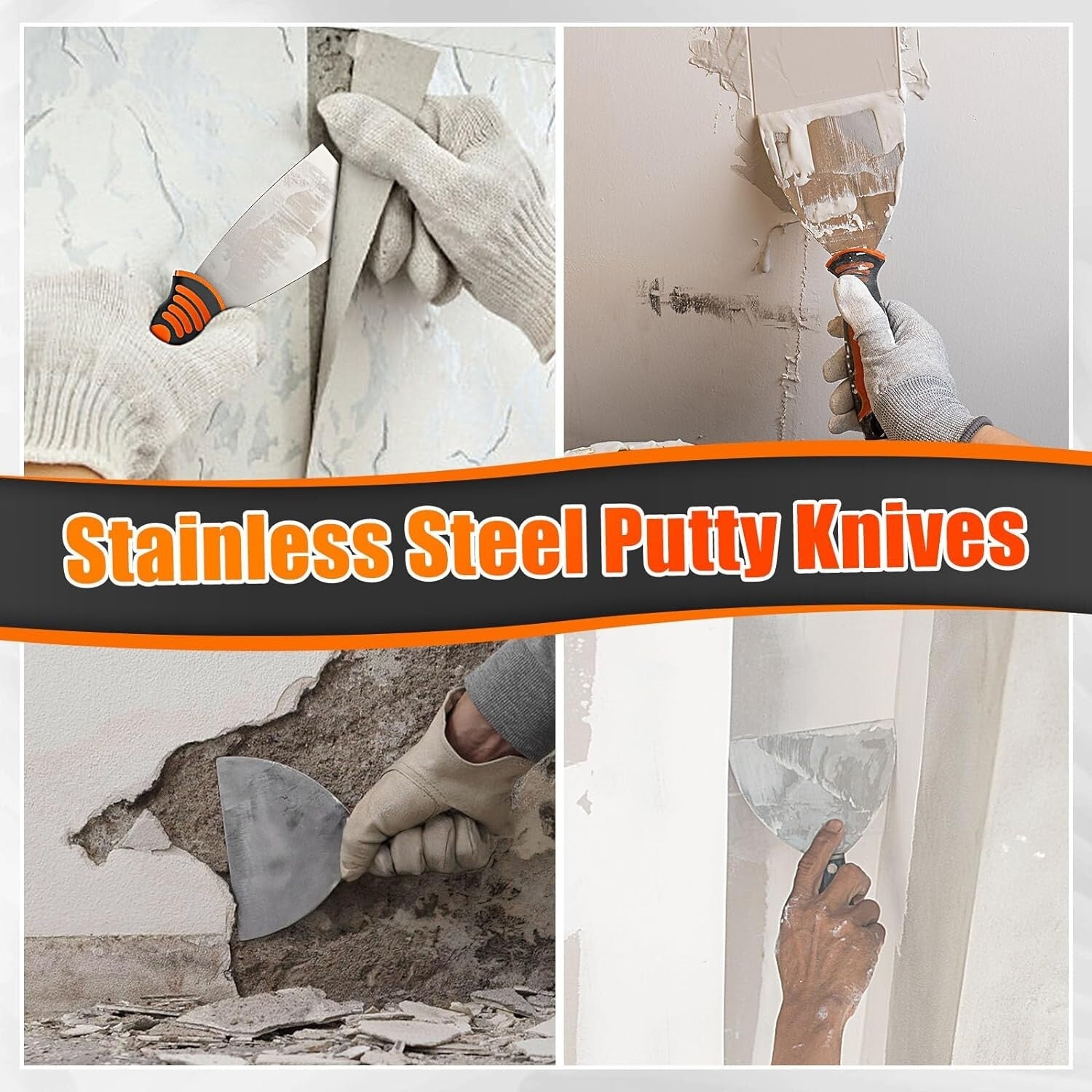 Premium Drywall Tool Kit: 10 Stainless Steel Knives, Mud Pan & Scoop Included