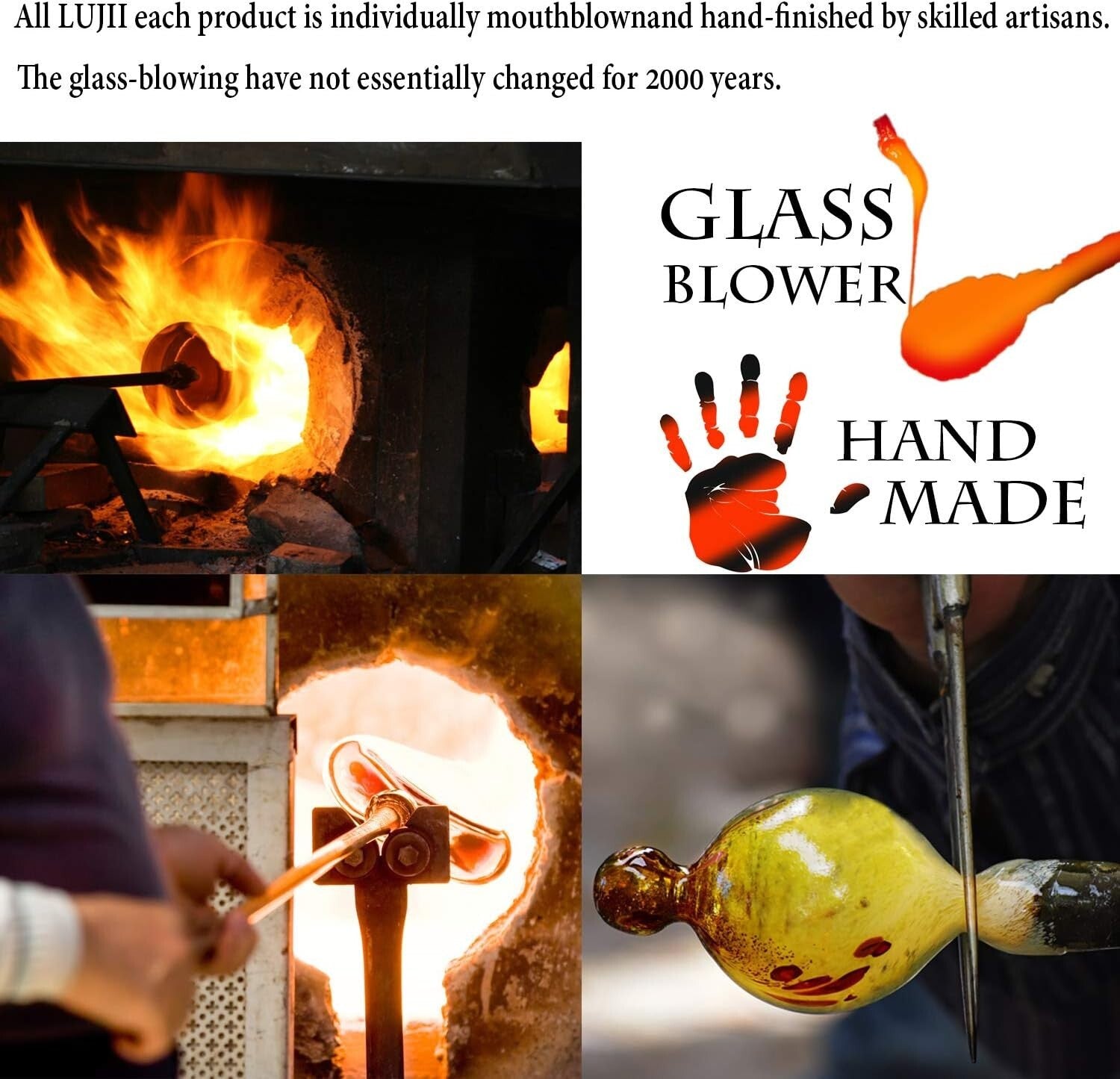 Large Capacity Hummingbird Feeder - Hand Blown Glass, Easy to Clean Design