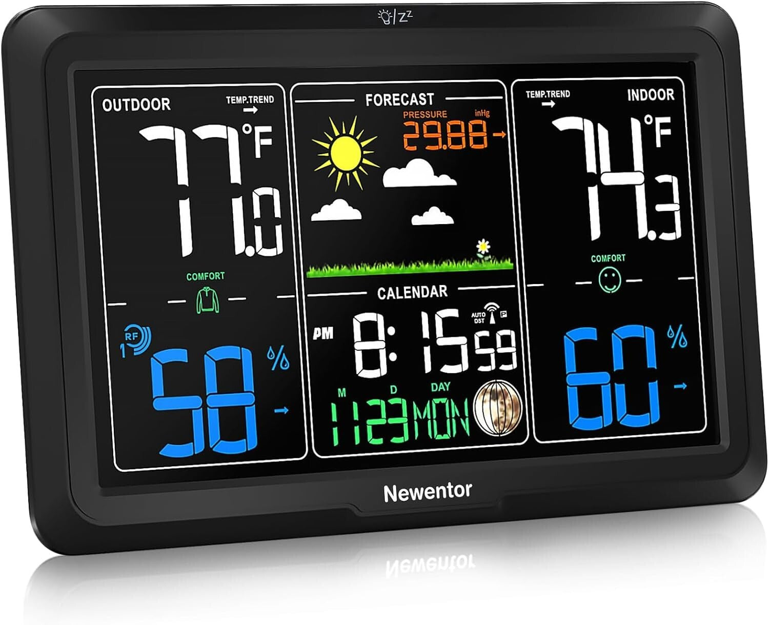 Atomic Clock Outdoor Thermometer & Humidity Monitor - Stylish Home Essential