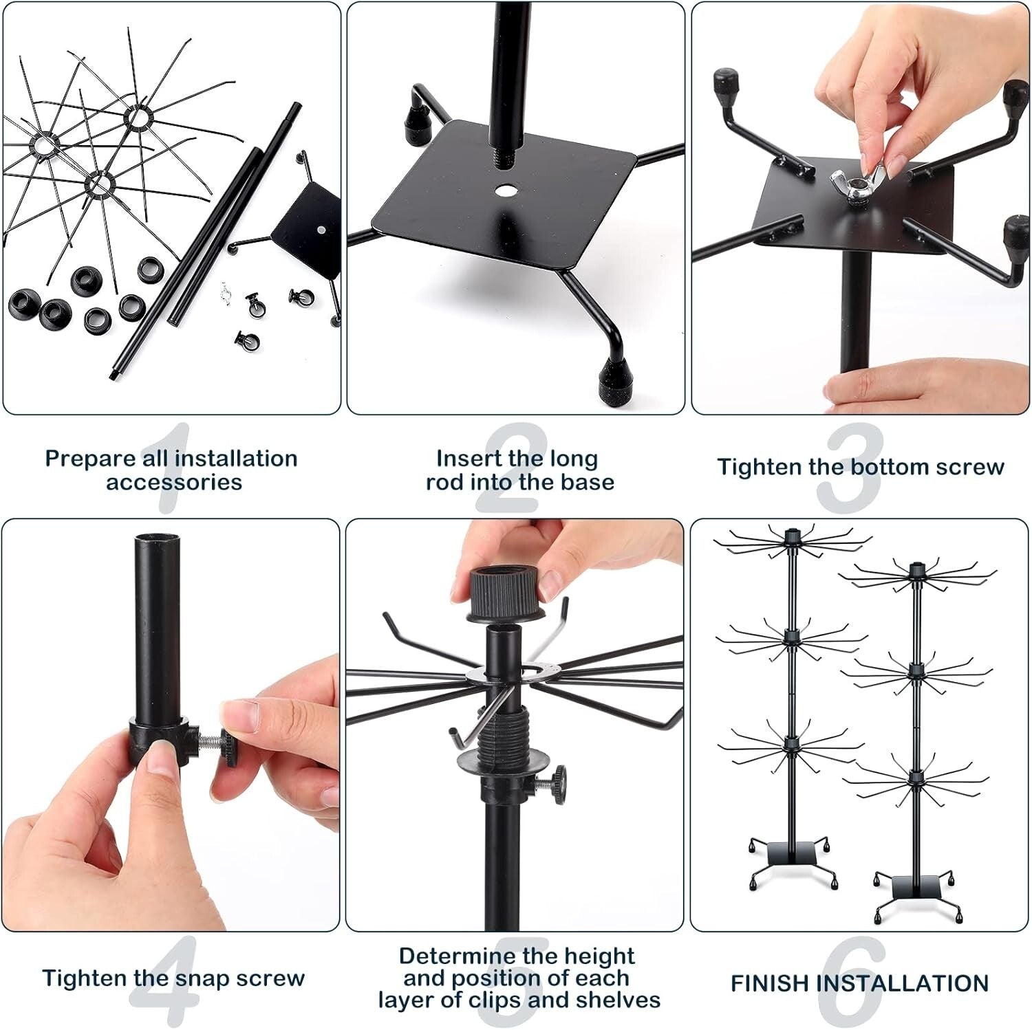 Versatile 2-Piece Rotating Jewelry Display with Hooks - Ideal for Home & Retail