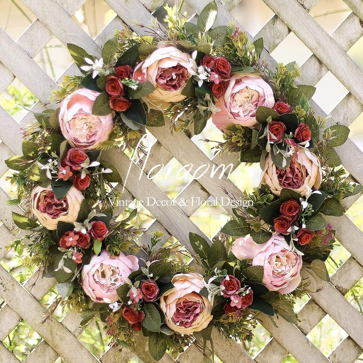 Stunning 20'' Pink Peony Wreath for Front Door - Perfect for Spring Occasions