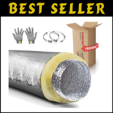 Load image into Gallery viewer, Durable 25ft Insulated Flexible Duct R4.2 with Flame Resistance &amp; Flexibility
