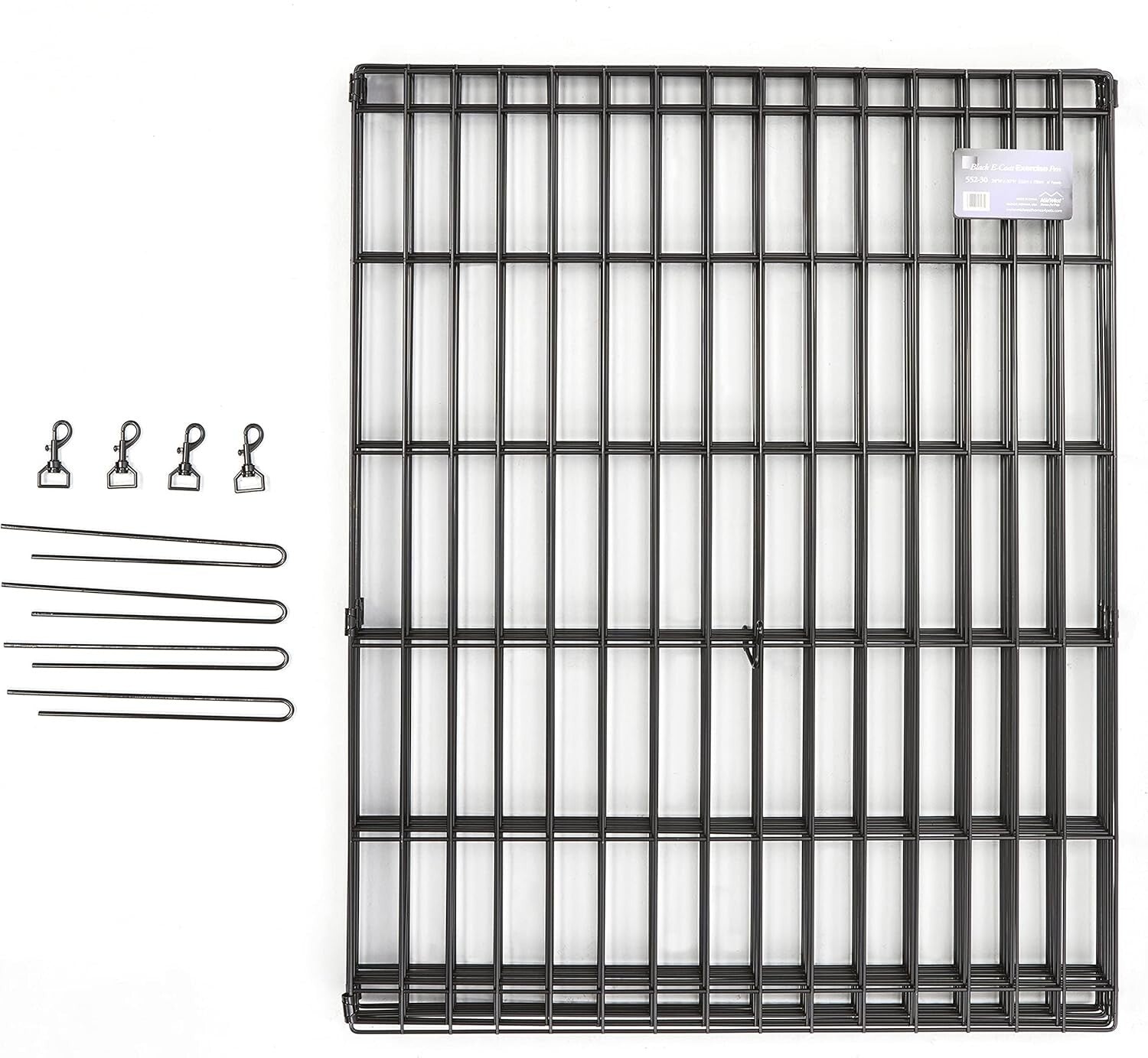 Versatile Black Metal Dog Playpen with Double-Latch Door - 1 Year Warranty