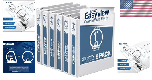 Eco-Friendly 3-Ring Mini Binder with Clear Cover & 5 Dividers - Made in Canada