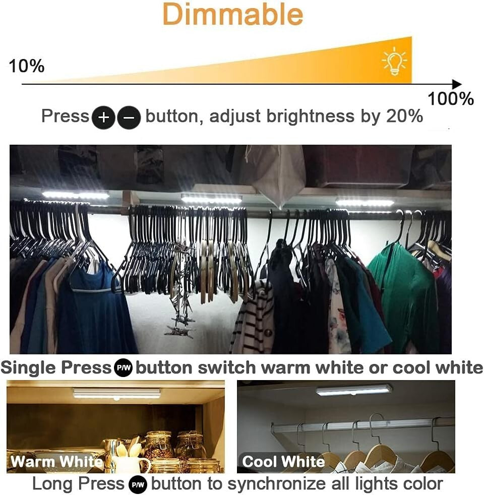 Rechargeable Under Counter Stick-On LED Lighting - 6 Pack with Timer Features