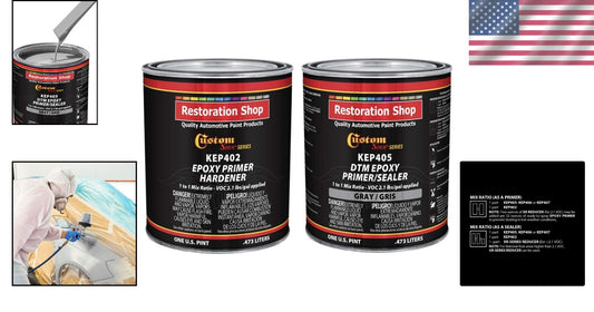 Fast-Drying Gray Epoxy Primer & Sealer 1 Quart Kit - Corrosion Resistant Finish
