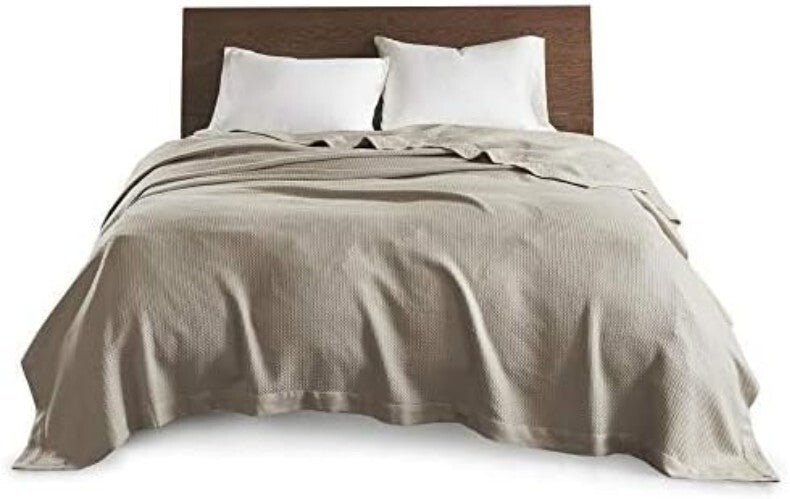 Elegant Solid Khaki Cotton Blanket - 100% Egyptian 90"x90" Perfect for Any Room