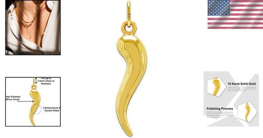 Luxury Italian Horn Pendant Necklace - 10K Gold, Gift-Ready, Adjustable Length