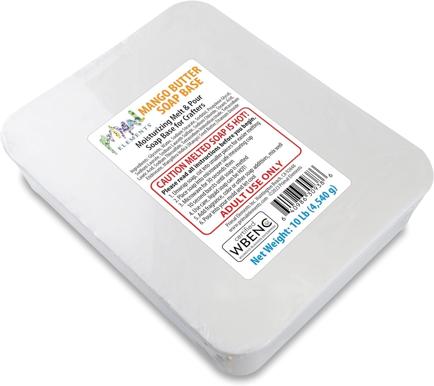 Easy-Cut Cruelty-Free Glycerin Soap Base - 10 lbs of Mango Butter for Crafting