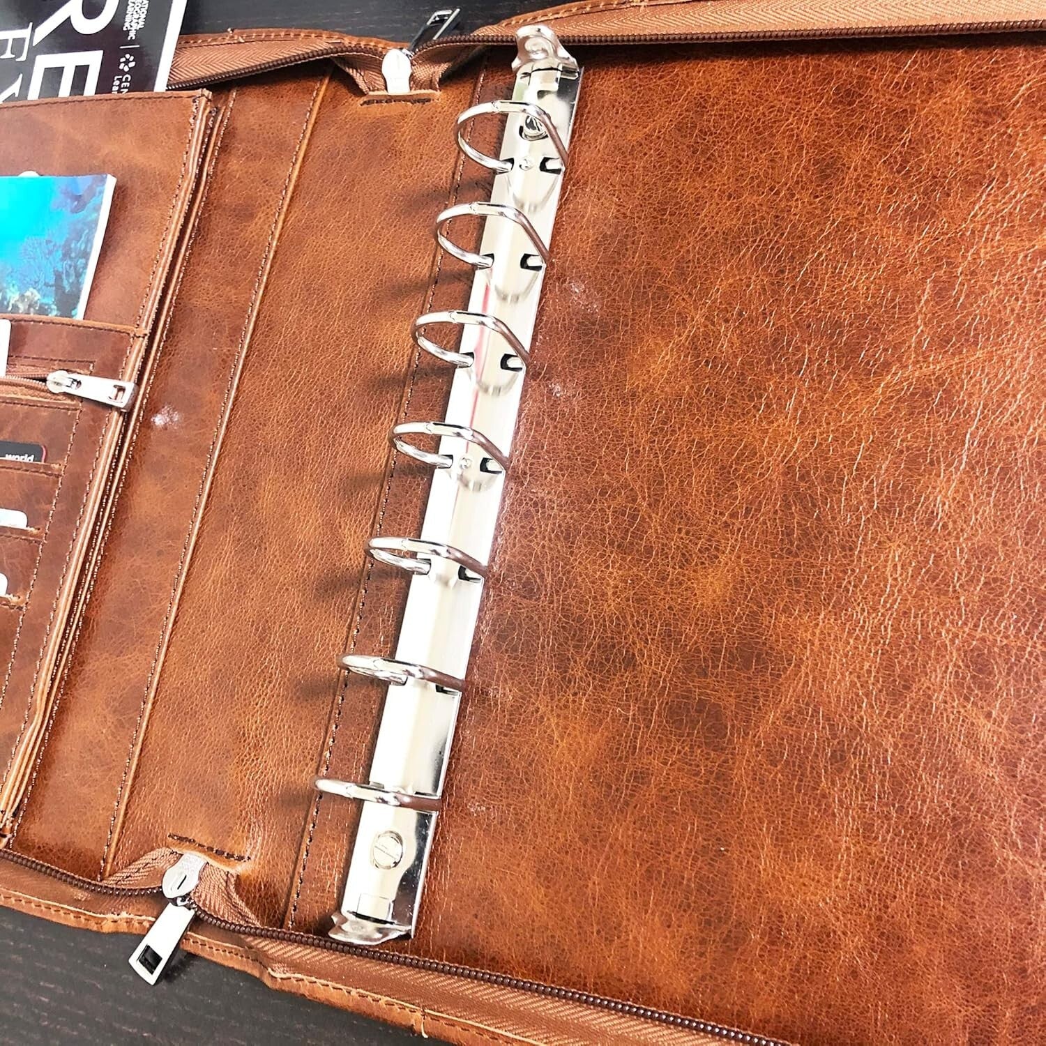 Elegant 7-Ring Check Binder Portfolio in Genuine Buffalo Leather - 600 Checks