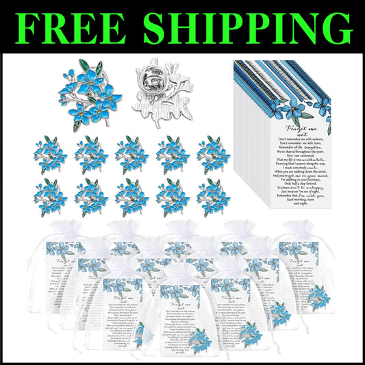 Forget Me Not Memorial Brooches: 90 Sets of Elegant Pins & Thank You Cards