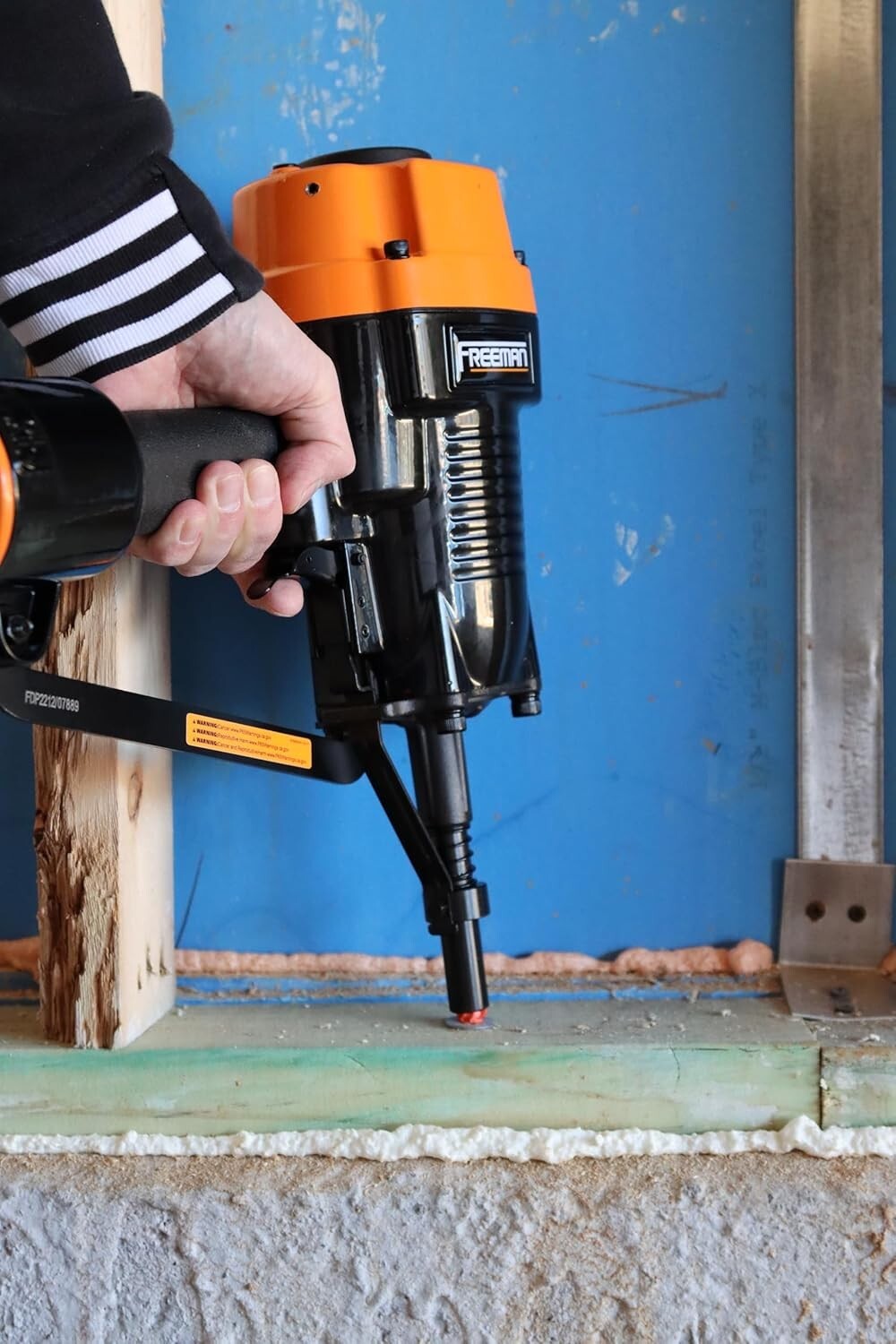 Pneumatic 3" Single Pin Concrete Nailer with Case - Heavy-Duty Tool for Pro Use