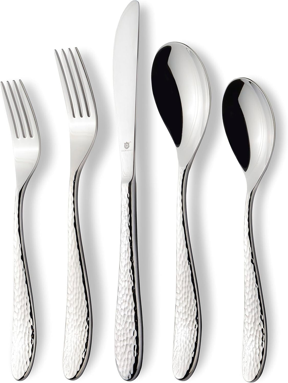 Luxurious 30-Piece Hammered Stainless Steel Silverware Set for 6—Dishwasher Safe