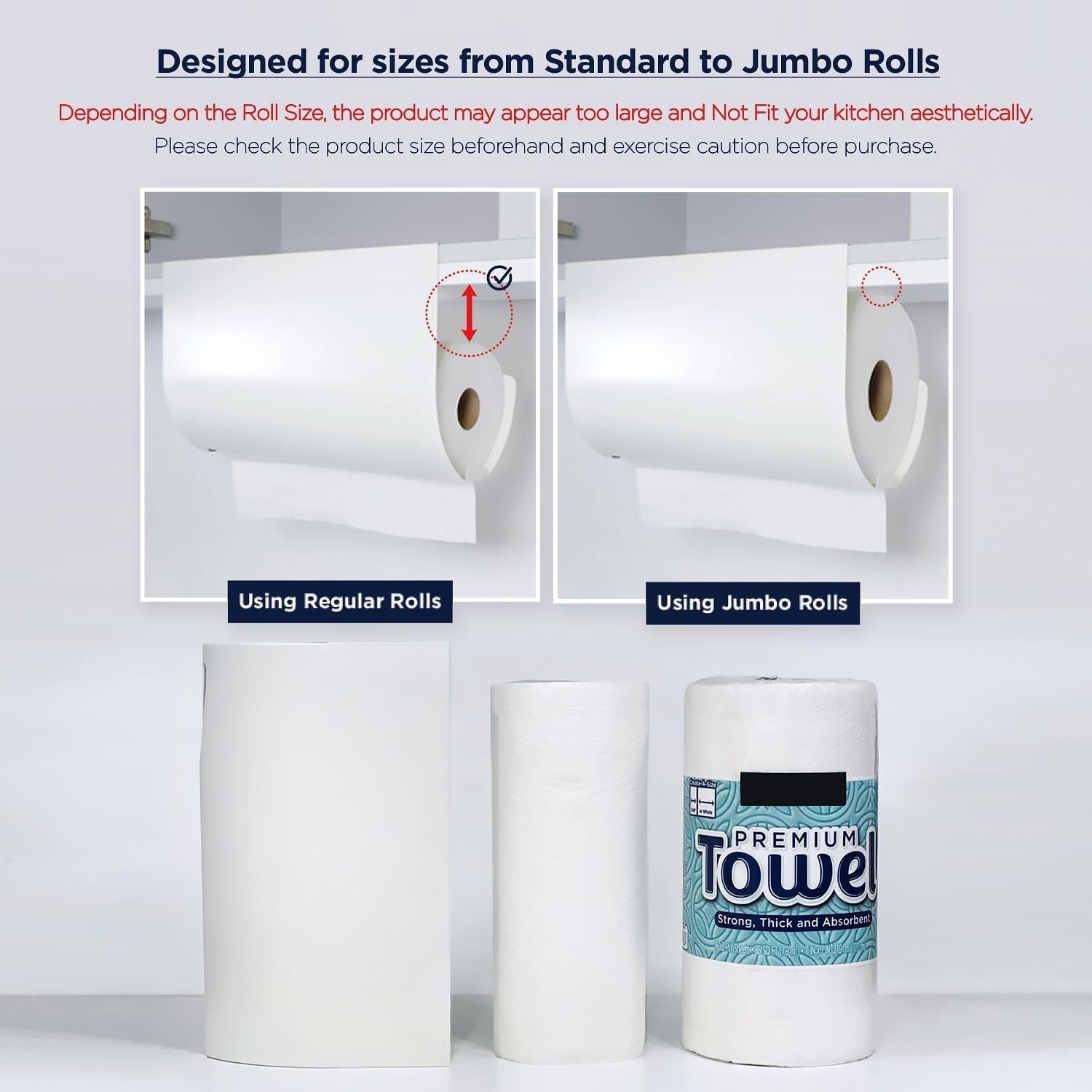 Minimalistic Paper Towel Holder - Under Cabinet Mount, Ideal for Small Spaces