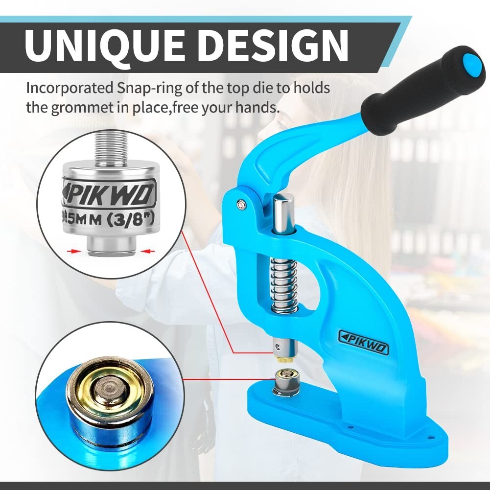 Versatile Self-Piercing Grommet Machine with 900 Nickel-Plated Grommets Included